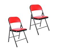 LMMSHA Vinyl-Padded Metal Folding Chairs,Portable Stackable Commercial Seat with Steel Frame for Events Office Wedding Party, 330lbs Capacity,Red-2pieces