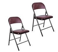 LMMSHA Vinyl-Padded Metal Folding Chairs,Portable Stackable Commercial Seat with Steel Frame for Events Office Wedding Party, 330lbs Capacity,Brown-2pieces