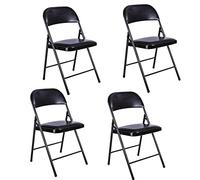 LMMSHA Vinyl-Padded Metal Folding Chairs,Portable Stackable Commercial Seat with Steel Frame for Events Office Wedding Party, 330lbs Capacity,Black-4pieces