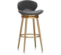 LMMSHA with Backrest and Gold Metal Frames, Counter Height Bar Stools Set of ° Upholstered Chair for Kitchen Island, Grey,3PCS,65cm(1pcs,75cm)