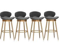 LMMSHA with Backrest and Gold Metal Frames, Counter Height Bar Stools Set of ° Upholstered Chair for Kitchen Island, Grey,3PCS,65cm(4pcs,65cm)