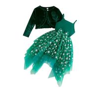LMMSHA with Cardigan Sets Velvet Girls Dress Multi-Layered Tulle Christmas Kids Xmas Party Clothes for 2-8 Years