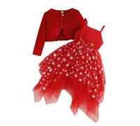 LMMSHA with Cardigan Sets Velvet Girls Dress Multi-Layered Tulle Christmas Kids Xmas Party Clothes for 2-8 Years