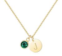 LMMSHA Women Initial 14K Gold Plated Dainty Letter A-Z CZ Pendant Birthstone Choker Necklace Personalized Jewelry for Birthday