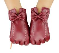 LMMSHA Women Ladies PU Leather Warm Padded Touch Screen Gloves for Outdoor Driving