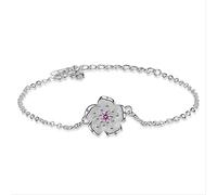 LMMSHX 925 Modelos Femeninos Pulseras de Flores Clear Crystal Plum Blossom Cadena de Enlaces de Encanto para Mujeres Dama Regalo
