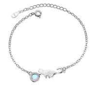 LMMSHX Pulseras de la Suerte, Brazalete con Cadena de Gato y Piedra de luz de Luna, Regalo de joyería para Mujeres y niñas