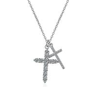 LMMSHX S925 Collar Colgante Cruzado 0.9ct moissanite d vvs dones Colgantes de Color