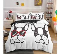LMMSMGS Funda Nordica Cama 135 Bulldog Infantil Juvenil Funda Edredón Cama 135 para Niñas Niños con Cremallera Suave Fundas Nordicas 200x220 cm + 2 Fundas de Almohada 50x75 cm
