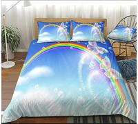 LMMSMGS Funda Nordica Cama 150 Arcoíris Infantil Juvenil Funda Edredón Cama 150 para Niñas con Cremallera Suave Microfibra Fundas Nordicas 220x240 cm + 2 Fundas de Almohada 50x75 cm