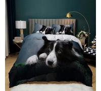 LMMSMGS Funda Nordica Cama 180 Border Collie Infantil Juvenil Funda Edredón Cama 180 para Niñas con Cremallera Suave Microfibra Fundas Nordicas 240x260 cm + 2 Fundas de Almohada 50x75 cm