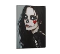 LMMZPUD Póster decorativo de niña gótica con calavera, póster decorativo para pared e imagen artística moderna para decoración de dormitorio familiar, 60 x 90 cm