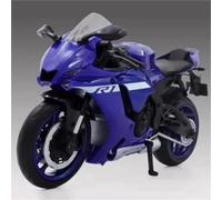 LMNMY Modelo de Juguete Maqueta Motocicleta con Rueda Delantera, Dirección Y Neumáticos Goma, Regalos Navideños 1:12 para Yamaha YZF-R1M, Juguetes Aleación, Coche Fundido A Presión(BLU)