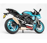 LMNMY Modelo de Juguete Modelo De Motocicleta Motocross A Escala 1:12, con Sonido Y Luz, Coche Juguete Colección, Regalo, Producción Fundición A Presión Estática para Yamaha YZF-R1M(Sky Blue)