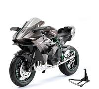 LMNMY Modelo de Juguete Moto Todoterreno con Sonido Y Luz Escala 1:10 para Kawasaki H2R, Modelo De Motocicleta Aleación Fundida A Presión(Grey)