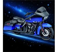 LMNMY Modelo de Juguete Motocicleta En Miniatura De Aleación Fundida A Presión 1:18, Juguetes con Volante Y Dirección para Harley CVO Road Glide 2018(BLU)