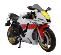 LMNMY Modelo de Juguete Regalos Navideños 1/12 para Yamaha YZF-R1M - Coche De Aleación Fundido A Presión Modelo Motocicleta: Rueda Delantera, Dirección, Neumáticos Goma(White)