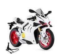 LMNMY Modelo de Juguete Simulación De Motocicleta 1:10, Regalo Colección, Juguete con Sonido Y Luz para Ducati V4S(White)