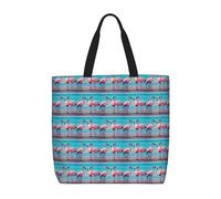 LMNUDS Flamingo - Bolsa de playa para mujer, ligera, de un solo hombro, con bolsillo interior, bolsa de hombro, NEGRO, One Size