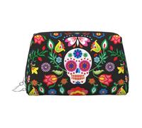 LMNUDS Sugar Horror - Neceser de viaje con diseño de calavera y flores, organizador de maquillaje compacto para mujer
