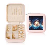 LMNUDS Universe Milky Way Galaxy - Joyero pequeño con impresión de galaxia, cajas de joyería de viaje, mini vitrina portátil para mujer