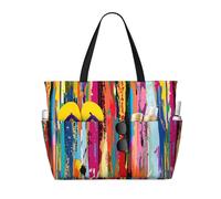 LMNvbz Bolsa de playa grande con estampado de arcoíris con cremallera y bolsillo húmedo, bolsas de viaje plegables impermeables para mujer, para piscina, crucero y natación