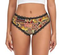 LMNvbz Bragas de tela africana con estampado de retazos para mujer, suaves, transpirables, de cobertura completa, para un uso diario cómodo, Negro, M