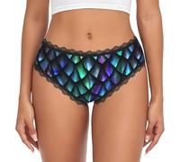 LMNvbz Calzoncillos elásticos con estampado de escamas de dragón mágico en 3D, para mujer, suaves, transpirables, cobertura completa, para un uso diario cómodo, Negro, XL
