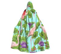 LMNvbz Capa unisex con capucha de flamenco Love Flowers para Halloween, cosplay, fiesta, disfraz de bruja, vampiro adulto