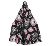 LMNvbz Capa unisex con capucha de gato calabaza de Halloween para Halloween, disfraz de fiesta de cosplay, bata de bruja vampiro adulto