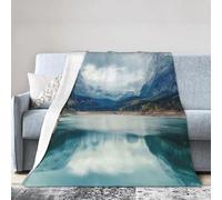 LMNvbz Cobija de microforro polar ultrasuave con estampado de paisaje de montaña natural, acogedora, afelpada, cálida y ligera para cama, sofá y viajes