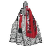 LMNvbz London Red Telephone Booth - Capa unisex con capucha para Halloween, cosplay, fiesta, disfraz de bruja, vampiro adulto