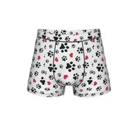 LMNvbz Love Cat Paw Heart Puppy Foot Print - Calzoncillos tipo bóxer clásicos para hombre, ropa interior elástica, Negro, S