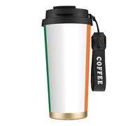 LMNvbz Taza de café aislada de acero inoxidable 316 con bandera irlandesa, tapa al vacío, taza de té de viaje que mantiene el calor y el frío