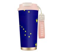 LMNvbz Taza de café aislada de acero inoxidable 316 con la bandera del estado de Alaska, tapa al vacío, taza de té de viaje que mantiene el calor y el frío