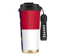 LMNvbz Taza de café aislada de acero inoxidable 316 con la bandera del estado de Carolina del Norte, tapa al vacío, taza de té de viaje que mantiene el calor y el frío