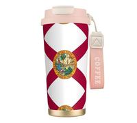 LMNvbz Taza de café aislada de acero inoxidable 316 con la bandera del estado de Florida, tapa al vacío, taza de té de viaje que mantiene el calor y el frío