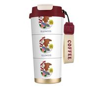 LMNvbz Taza de café aislada de acero inoxidable 316 con la bandera del estado de Illinois, tapa al vacío, taza de té de viaje que mantiene el calor y el frío