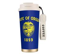 LMNvbz Taza de café aislada de acero inoxidable 316 con la bandera del estado de Oregon, tapa al vacío, taza de té de viaje que mantiene el calor y el frío
