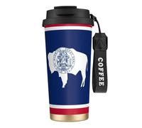 LMNvbz Taza de café aislada de acero inoxidable 316 con la bandera del estado de Wyoming, tapa al vacío, taza de té de viaje que mantiene el calor y el frío