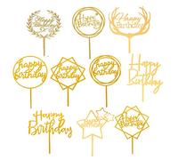 LMOGWL 10 piezas de decoración de pastel de feliz cumpleaños, decoración de pastel de acrílico, adecuada para hombres, mujeres, bebés, padres, madres, varios pasteles de fiesta de cumpleaños, postres