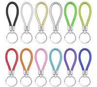 LMOGWL 12 piezas Llavero de cuerda de cuero,Llavero trenzado,Llavero de correa trenzada hecho a mano para colgar llaves de coche,Llavero portátil,Llaveros de colores para hombres y mujeres(12 colores)