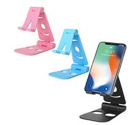 LMOGWL 3 Piezas Soporte de teléfono Plegable, Soporte de teléfono de sobremesa portátil con ángulo Ajustable, Compatible con iPhone/Samsung/y Todos los Smartphones (Azul Claro/Negro/Rosa Claro)