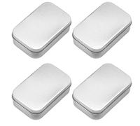 LMOGWL 4 piezas de tapa de caja de almacenamiento de hierro, Caja rectangular metálica, adecuada para dulces y artículos pequeños, pendientes de llave, monedas, mini Caja portátil (plata)