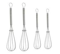 LMOGWL 4 piezas Mini Batidora de Cocina de Acero Inoxidable, Batidora Portátil de Mano, Batidora de Seda Gruesa, Batidora de Mano para Cocinar, Mezclar, Huevos, Salsas, Grande 2/Pequeña 2 (Plateada)