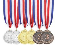 LMOGWL 6 Piezas Colgante Medalla de Metal Digital con Cinta Borde Redondo para Premios Deportivos, Juegos de Oficina, Competiciones Deportivas, Adultos, Premios Infantiles Oro Plata Bronce