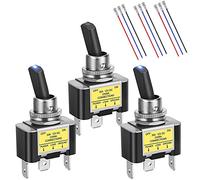 Lmohuytf 3 unidades de interruptor basculante iluminado 30 A 12 V CC SPST 2 posiciones 3 pines luz LED azul con cable para coche, barco o automóvil
