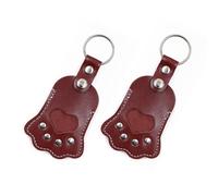 lmoikesz 2 Piezas, Cadenas, llaveros con Forma de Pata de Gato, Regalo para Mascotas, Material Cuero, cómodo, Adecuado para Pelo Gato, Rojo Oscuro