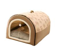lmoikesz Casa para Perros y Gatos, cálida y Suave, para Interiores y Exteriores, con cojín Plegable, fácil de Limpiar, Duradera para compañeros Peludos, cómoda casa para, Marrón, L