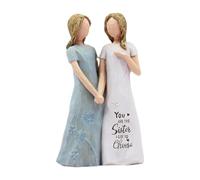 lmoikesz de Resina de Hermana por Siempre Mejores Amigas, Escultura Decorativa Primera Calidad y confiable, Regalo para Cualquier ocasión. Estatua la Amistad, Azul, 13x7x17cm